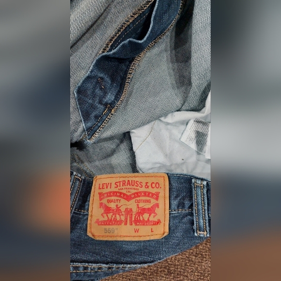 Levis 559 Jeans Relaxed Straight Leg Denim Blue Pants Dark Wash Men Size 48x28 - Picture 7 of 9